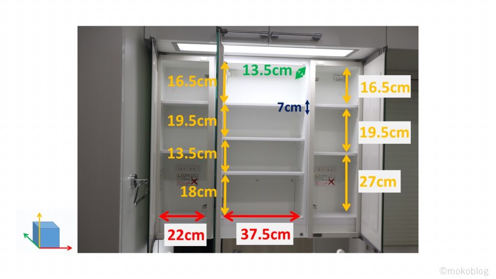 三面鏡の裏収納